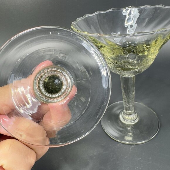 Vintage Venetian Barware Glasses Clear Optic Italian Glass Martini Cups Set 2 - Picture 7 of 13